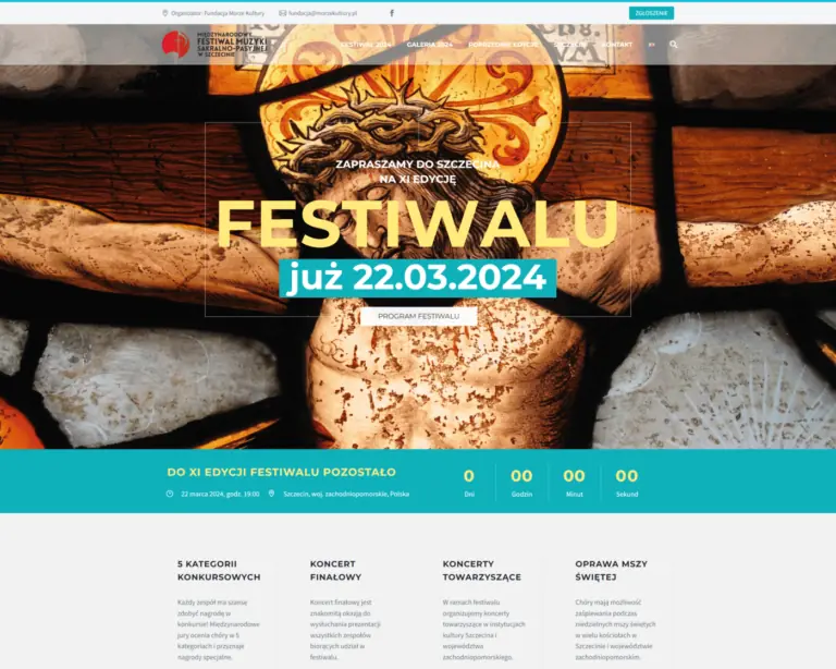 Zrzut ekranu strony głównej — pasyjny.pl, festiwal chóralny