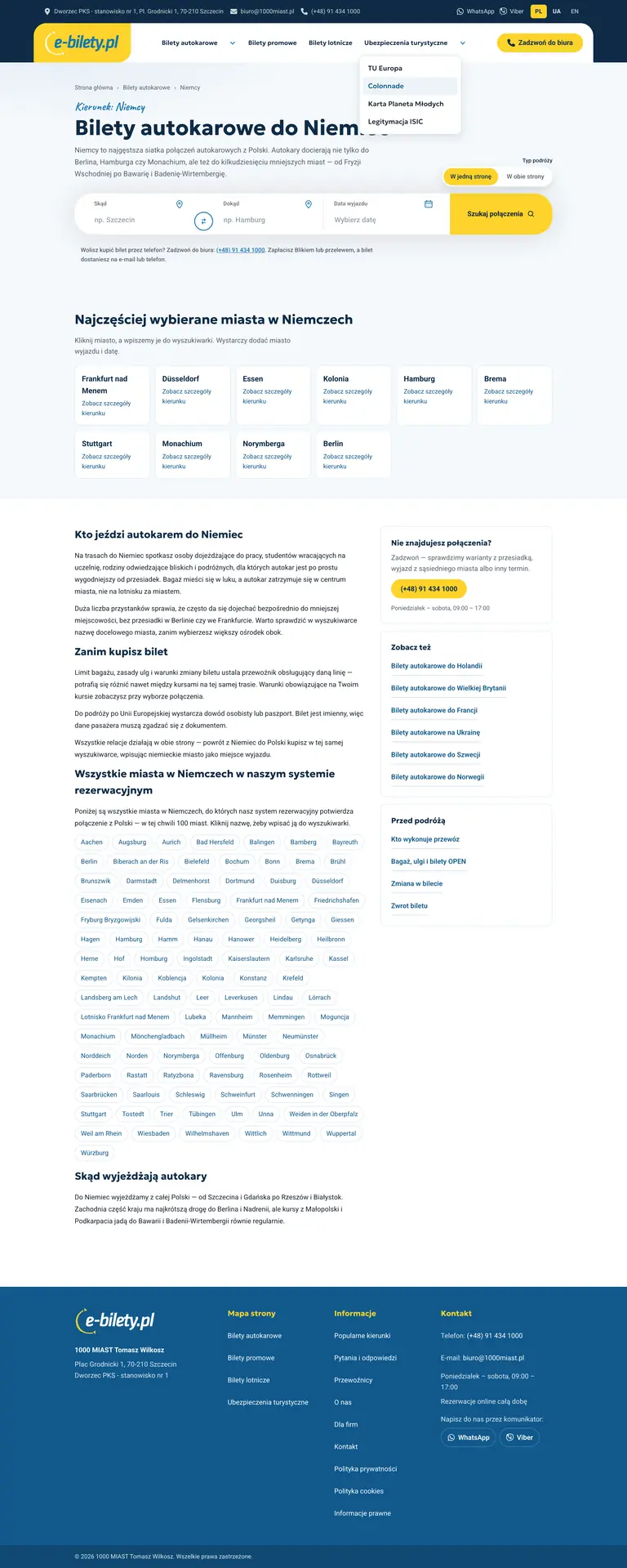 Widok podstrony projektu e-bilety.pl
