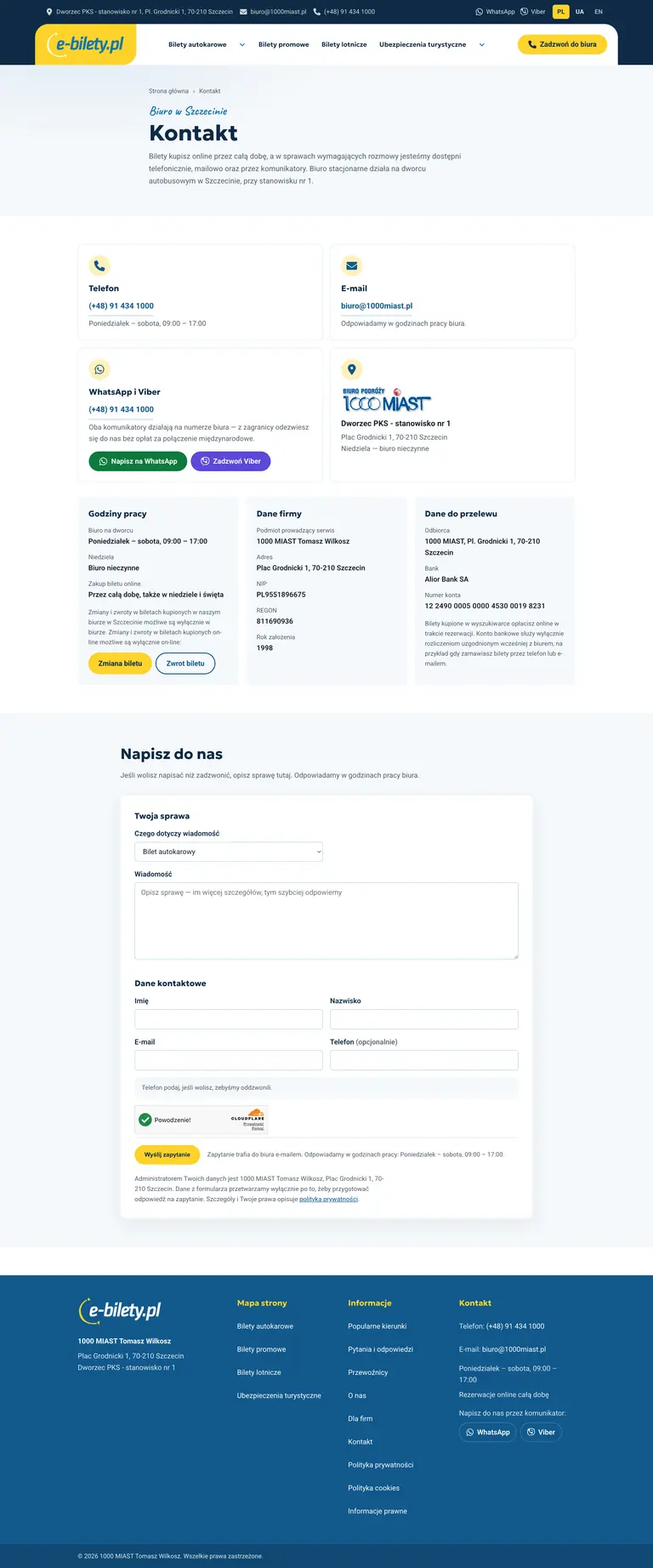 Widok podstrony projektu e-bilety.pl