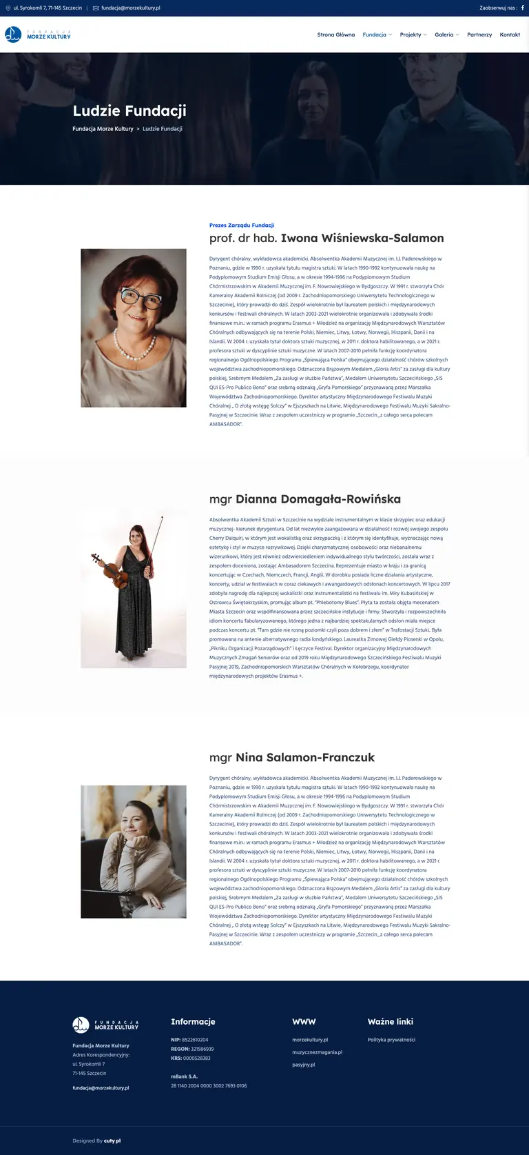 Widok podstrony projektu Fundacja Morze Kultury