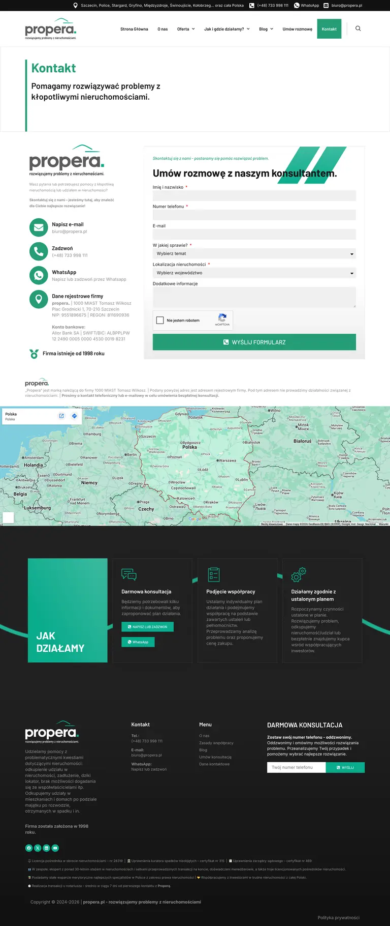 Widok podstrony projektu propera.