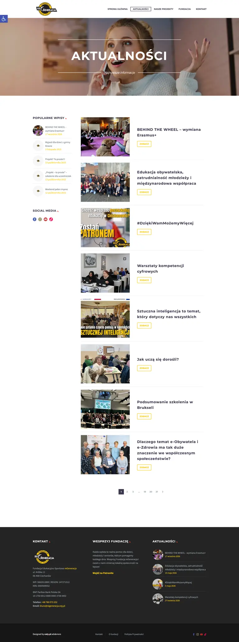Widok podstrony projektu Fundacja reGeneracja