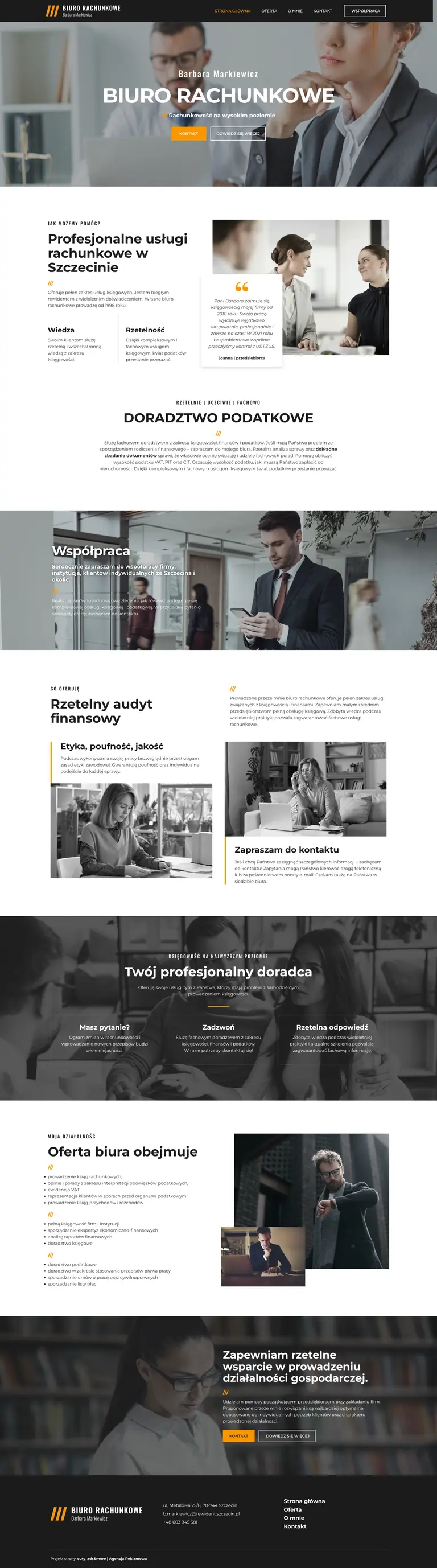 Pełny widok strony głównej projektu Biuro Rachunkowe Barbara Markiewicz