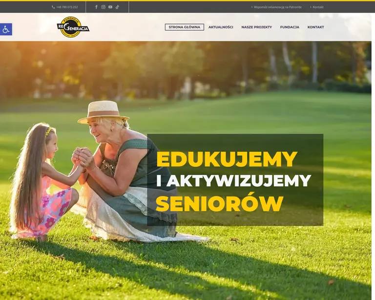 Zrzut ekranu strony głównej — Fundacja reGeneracja, organizacja pozarządowa