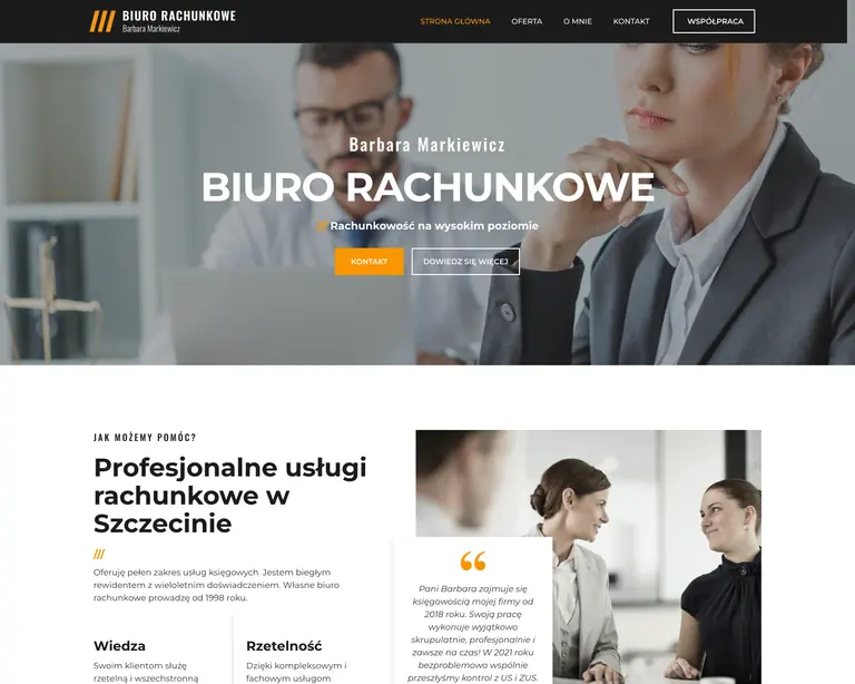 Zrzut ekranu strony głównej — Biuro Rachunkowe Barbara Markiewicz, usługi księgowe