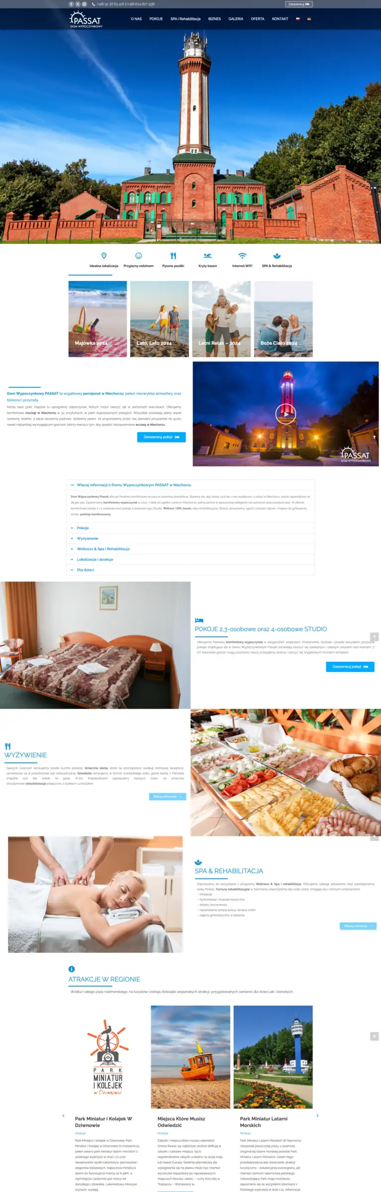 Zrzut ekranu strony głównej — Dom Wypoczynkowy Passat, turystyka/hotelarstwo